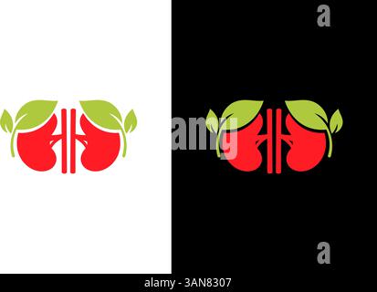 Nieren-Blatt-Logo-Kombination. Design-Vorlage des Logotyps der medizinischen Klinik. Stock Vektor