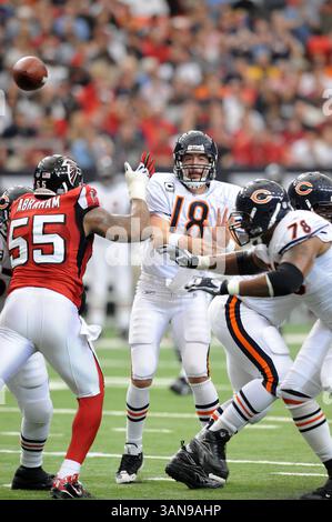 12. Oktober 2008 - Atlanta GA. Chicago trägt Kyle Orton #18 im Einsatz im Georgia Dome in Atlanta GA. Atlanta Falcons besiegten die Chicago Bears 22:20. Bill McGuire / CSM (Credit Image: © Cal Sport Media/ZUMA Press) Stockfoto