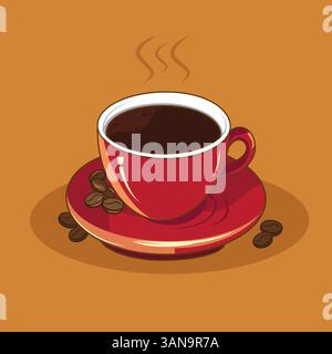 Eine Tasse heißer Kaffee Vektor-Illustration Stock Vektor