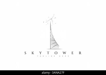 Abstraktes Sky Tower Building Wolkenkratzer Logo Business Company Apartment Büro Skyline Town Stock Vektor