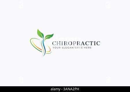 Chiropraktor Logo Medizin Klinik und Pharmazie Therapie Arzt Knochen Spinal Care Health Center Marke Identity Stock Vektor