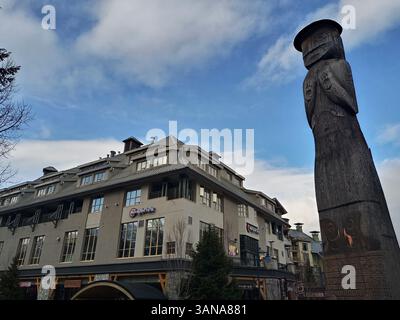 Whistler, British Columbia, Kanada – 16. März 2022: Whistler ist ein Skigebiet im Süden von British Columbia, Kanada, nahe Vancouver Stockfoto