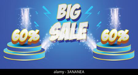 Großer Verkauf Banner Vektor für Business Design, kann im Online-Verkauf Markt Flyer, Werbung, Rabattankündigung, leicht editierbarer Flyer verwendet werden, Stock Vektor