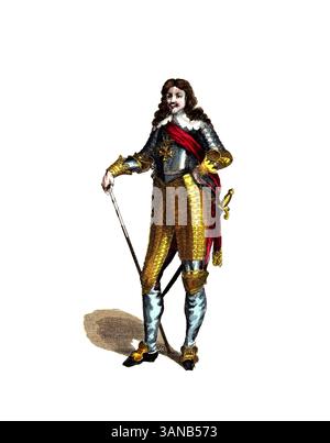 Historische Kleidung, Modegeschichte, Ludwig XIII., Ludwig XIII. (27. September 1601 – 14. Mai 1643) war König von Frankreich und Navarra von 1610 bis 1643, digital restaurierte Reproduktion eines Originals aus dem 18./19. Jahrhundert, exaktes Datum unbekannt Stockfoto