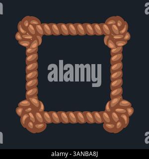 Rechteckiger Rahmen für Cartoon-Seile. Leerer Rand für APP-Symbol, Seilrand Stock Vektor