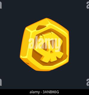 Goldene Piratenmünze oder schwarzes Zeichen. Lässiges Spielesymbol mit Skull. Isolierte goldene Münze. GUI für Web, Spiel oder App. Schnittstellenelement. Piratenschatz Stock Vektor