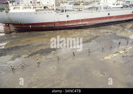 Luftaufnahme des Aang-Schiffbruchhofs in gujarat, indien Stockfoto