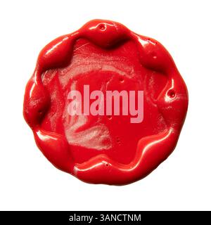 Roter 8-spitzer Sternwachssiegelstempel auf weißem Hintergrund mit Beschneidungspfad Stockfoto