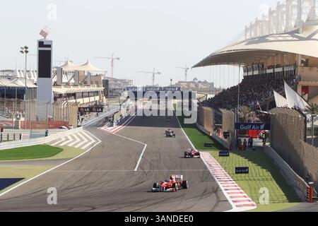 März 2010 - Sakhir, Bahrain - Fernando Alonso (ESP) Ferrari F10 ..Formel-1-Weltmeisterschaft, Rd 1, Bahrain Grand Prix, Rennen, Bahrain International Circuit. (Vermerk: © Sutton Motorsports/ZUMApress.com) Stockfoto