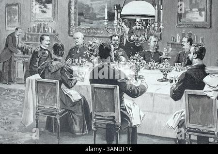 Diner beim Fürst Bismarck, Otto Eduard Leopold von Bismarck-Schönhausen, ab 1865 Graf von Bismarck-Schönhausen, ab 1871 Fürst von Bismarck, ab 1890 au Stockfoto