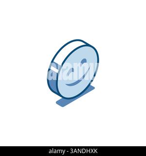 Isometrische Vektor-Emoticons fröhliches lineares Symbol, in Farbe auf weißem Hintergrund, Emotionen in sozialen Netzwerken oder Chat Stock Vektor