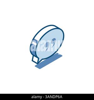 Isometrische Vektortextblase lineares Symbol mit Anführungszeichen, in Farbe auf weißem Hintergrund, Zitat oder Textnachricht Stock Vektor