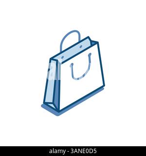 Isometrisches Vektor-Einkaufspaket lineares Symbol, in Farbe auf weißem Hintergrund, Shopping oder Verkauf Stock Vektor