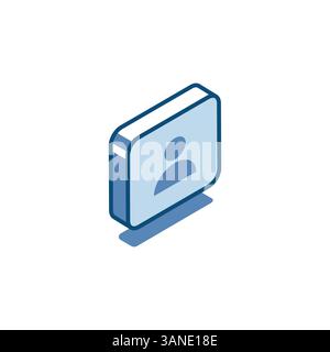Isometrischer Vektor Benutzer lineares Symbol quadratisch, in Farbe auf weißem Hintergrund, Benutzer oder Person Stock Vektor