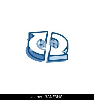 Isometrischer Vektor zwei Pfeile, die in einem kreisförmigen, linearen Symbol, in Farbe auf weißem Hintergrund gehen, werden ausgetauscht oder aktualisiert Stock Vektor