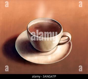 Eine Tasse heißer Kaffee. Meine originale handgemalte Illustration. Stockfoto