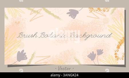 Pinsel botanische Blumen organische ästhetische abstrakte Textur Moderne Banner Hintergrund. Stock Vektor