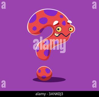 Halloween Schriftzeichen Zeichensetzung Fragezeichen bizarrer Monster Charakter. Gepunktetes Monster Alphabet Interpunktionszeichen, gruselige Kreatur englischer Schriftsatz Vektor spezielles Symbol oder Halloween Beast ABC Schriftart Element Stock Vektor