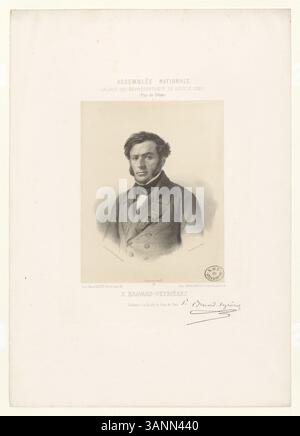Dieser Druck mit dem Titel BOYER 435 zeigt Pierre Bravard-Veyrières, einen Juristenprofessor in Paris, von Louis Stanislas Marin-Lavigne. Die Lithografie fängt Bravard-Veyrières' Gleichnis ein und konzentriert sich auf seine akademische Stellung in Frankreich während des 19. Jahrhunderts. Stockfoto