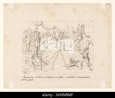 BOYER 1254 ist ein Tiefdruck mit der Figur Le Ministre Grave, Directeur du Spectacle, der 1789 veröffentlicht wurde. Der Druck reflektiert den historischen Kontext der Zeit und erfasst eine bedeutende Figur der französischen Politik- und Kunstgeschichte. Stockfoto