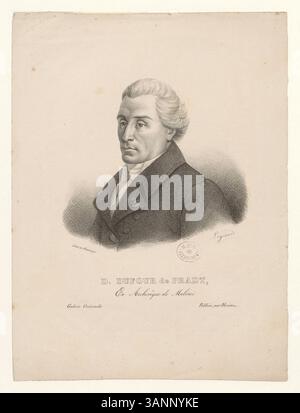 Diese Lithografie aus der Sammlung Boyer stellt D. Dufour de Pradt, den ehemaligen Erzbischof von Malines, dar und betont seine religiöse Führung und seinen politischen Einfluss in Frankreich. Stockfoto