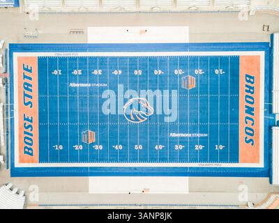 BOISE, IDAHO / USA - 7. April 2017 : aus der Vogelperspektive des Albertsons-Stadions in Boise. Stockfoto