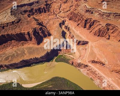Luftaufnahme des colorado River und der Canyons in Utah, USA. Stockfoto