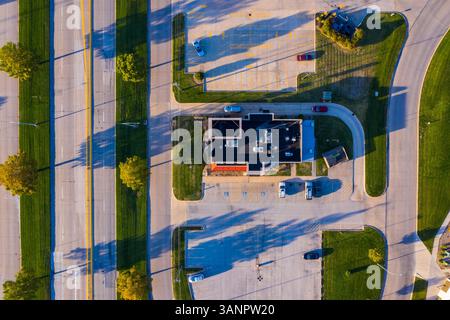 Luftaufnahme eines leeren Parkplatzes in der Nähe der Columbia Township in Missouri, US-bundesstaaten. Stockfoto