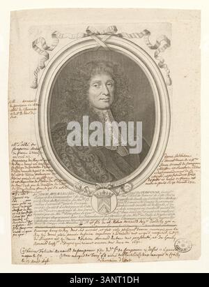 Dieser Tiefdruck zeigt Simon Arnauld, Chevalier de Pomponne, einen prominenten französischen Staatsmann und Diplomaten, der seinen Einfluss während der Regierungszeit Ludwigs XIV. Zeigt Stockfoto