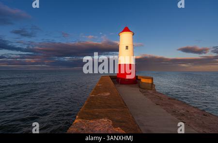Die Leuchtfeuer am Pier von Berwick upon Tweed sind die nördlichsten in England. Stockfoto