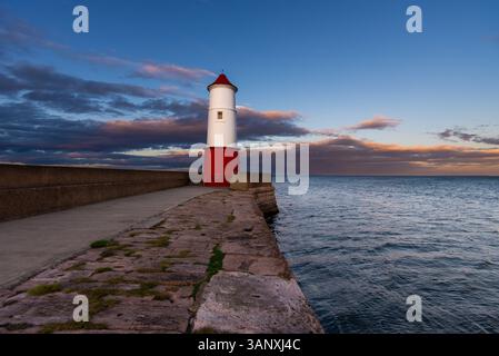 Die Leuchtfeuer am Pier von Berwick upon Tweed sind die nördlichsten in England. Stockfoto