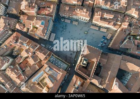 Luftaufnahme der Piazza della Signoria, einem der Hauptplatz in Florenz Innenstadt, Florenz, Toskana, Italien. Stockfoto