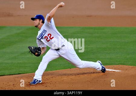 13. Mai 2011 Los Angeles, CA..Dodgers Clayton Kershaw #22 in Aktion während des Major League Baseballspiels zwischen den Arizona Diamondbacks und den Los Angeles Dodgers im Dodger Stadium in Los Angeles..Josh Thompson/CSM. (Bild: © Josh Thompson/Cal Sport Media/ZUMAPRESS.com) Stockfoto