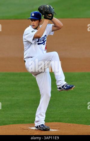 13. Mai 2011 Los Angeles, CA..Dodgers Clayton Kershaw #22 in Aktion während des Major League Baseballspiels zwischen den Arizona Diamondbacks und den Los Angeles Dodgers im Dodger Stadium in Los Angeles..Josh Thompson/CSM. (Bild: © Josh Thompson/Cal Sport Media/ZUMAPRESS.com) Stockfoto