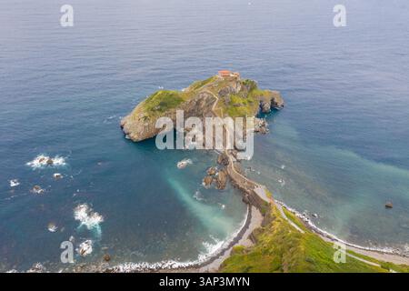Aus der vogelperspektive von Game of Thrones, Gaztelugatxe, Spanien. Stockfoto