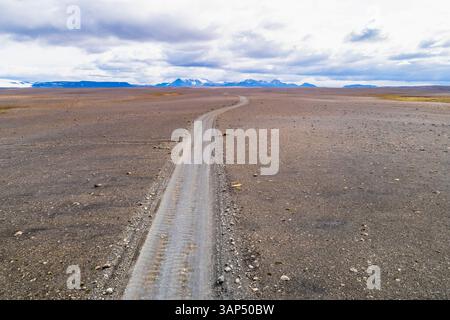 Aerial view of highlands of Iceland with Kjolur 4WD road, Blonduos, Iceland. Stockfoto