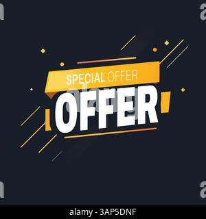 Banner für moderne geometrische Sonderangebote mit fettgedruckter Typografie und geometrischen Elementen Stock Vektor
