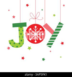 Joy Christmaa-Grußkarte mit rotem und grünem Farbkombinationsdesign Stock Vektor