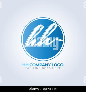 hh Alphabet Letter Firmenlogo-Vorlage, blaues Thema, einzigartiges Logo, kreatives Logo, Logo-Vorlage, silberner Hintergrund Stock Vektor