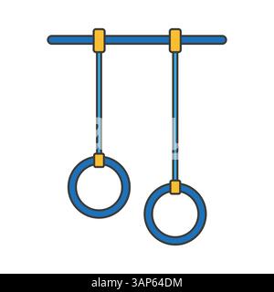 Symbol für Turnringe. Hängendes Kreiswerkzeug. Form der Trainingsgeräte. Vektorschulung. Stock Vektor