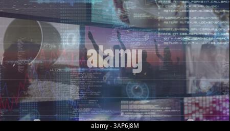 Bild des Scans und der Datenverarbeitung von Oszilloskopen auf Bildschirmen Stockfoto