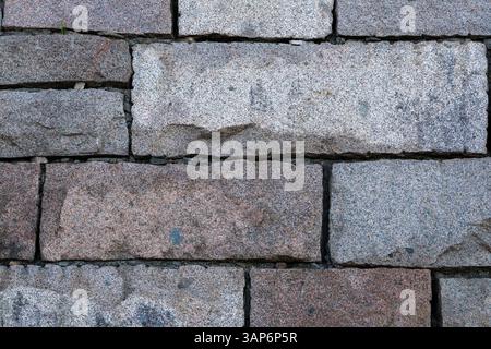 Textur Von Gestapelten Granitsteinen Auf Der Park Loop Road Im Acadia-Nationalpark Stockfoto