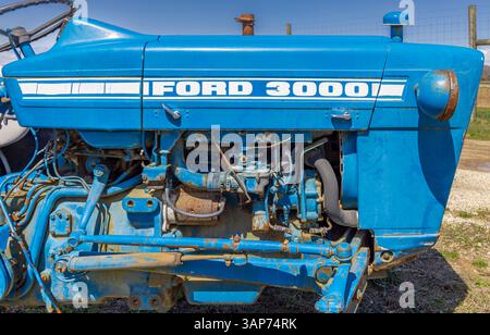 Detailbild eines alten ford 3000 Farmtraktors Stockfoto