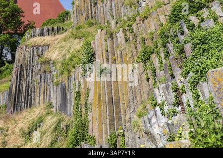 Basaltsäulen, auf denen Schloss Stolpen errichtet wurde, Sachsen, Deutschland, Europa Stockfoto