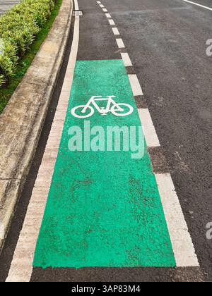 Fahrbahnmarkierungen für Fahrradwege Stockfoto