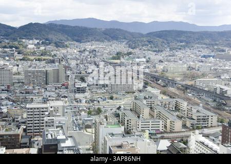 Überblick über die Stadt Kyoto in Japan mit Wahrzeichen, Tempeln und Schreinen, Kyoto, Japan, Asien Stockfoto