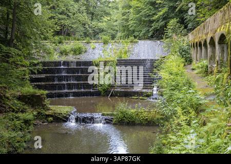 Altes Wasserkraftwerk Niezelgrund Wasserfall Lohmenschlucht Stockfoto