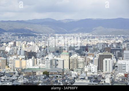 Überblick über die Stadt Kyoto in Japan mit Wahrzeichen, Tempeln und Schreinen, Kyoto, Japan, Asien Stockfoto