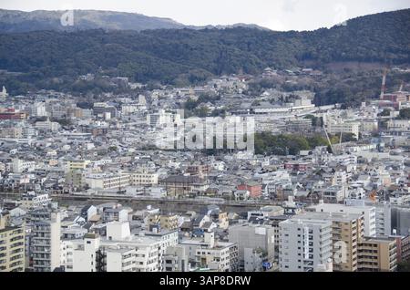 Überblick über die Stadt Kyoto in Japan mit Wahrzeichen, Tempeln und Schreinen, Kyoto, Japan, Asien Stockfoto