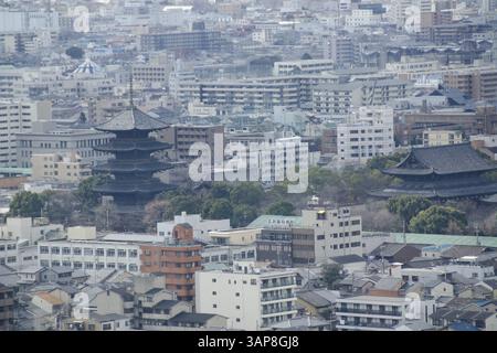 Überblick über die Stadt Kyoto in Japan mit Wahrzeichen, Tempeln und Schreinen, Kyoto, Japan, Asien Stockfoto